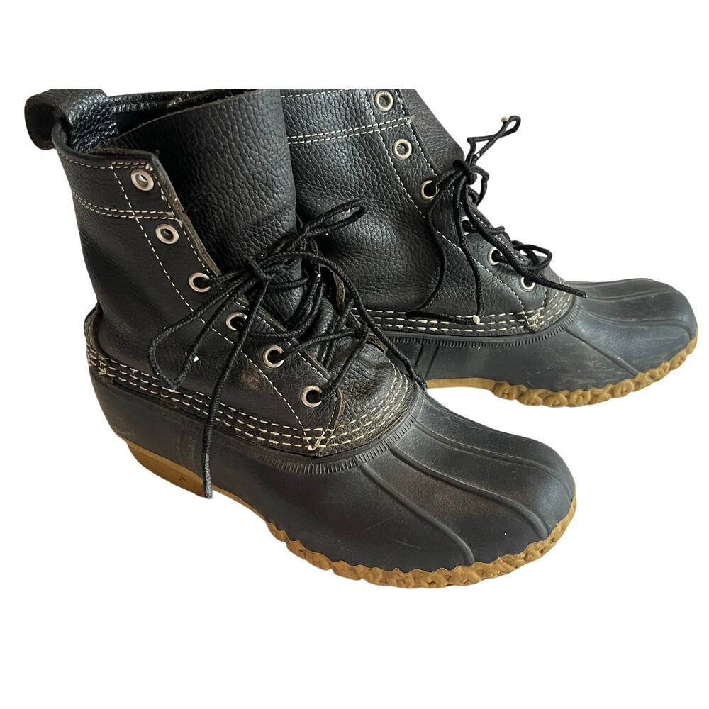 L.L. Bean Black Leather Bean Boots Duck Boots 8" Unlined USA Women's Size 6